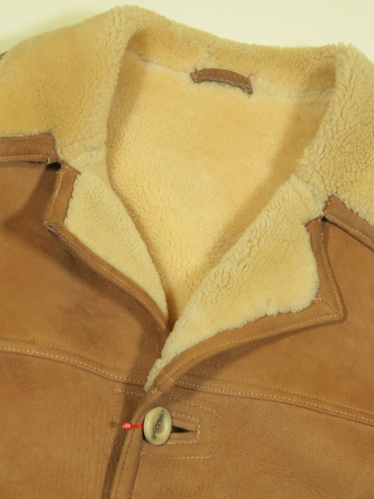 Vintage 50s Abercrombie & Fitch Suede Shearling Coat Mens 46 Brown Rancher